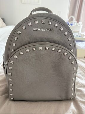 Michael Kors Light Gray Studded Leather Mini Backpack